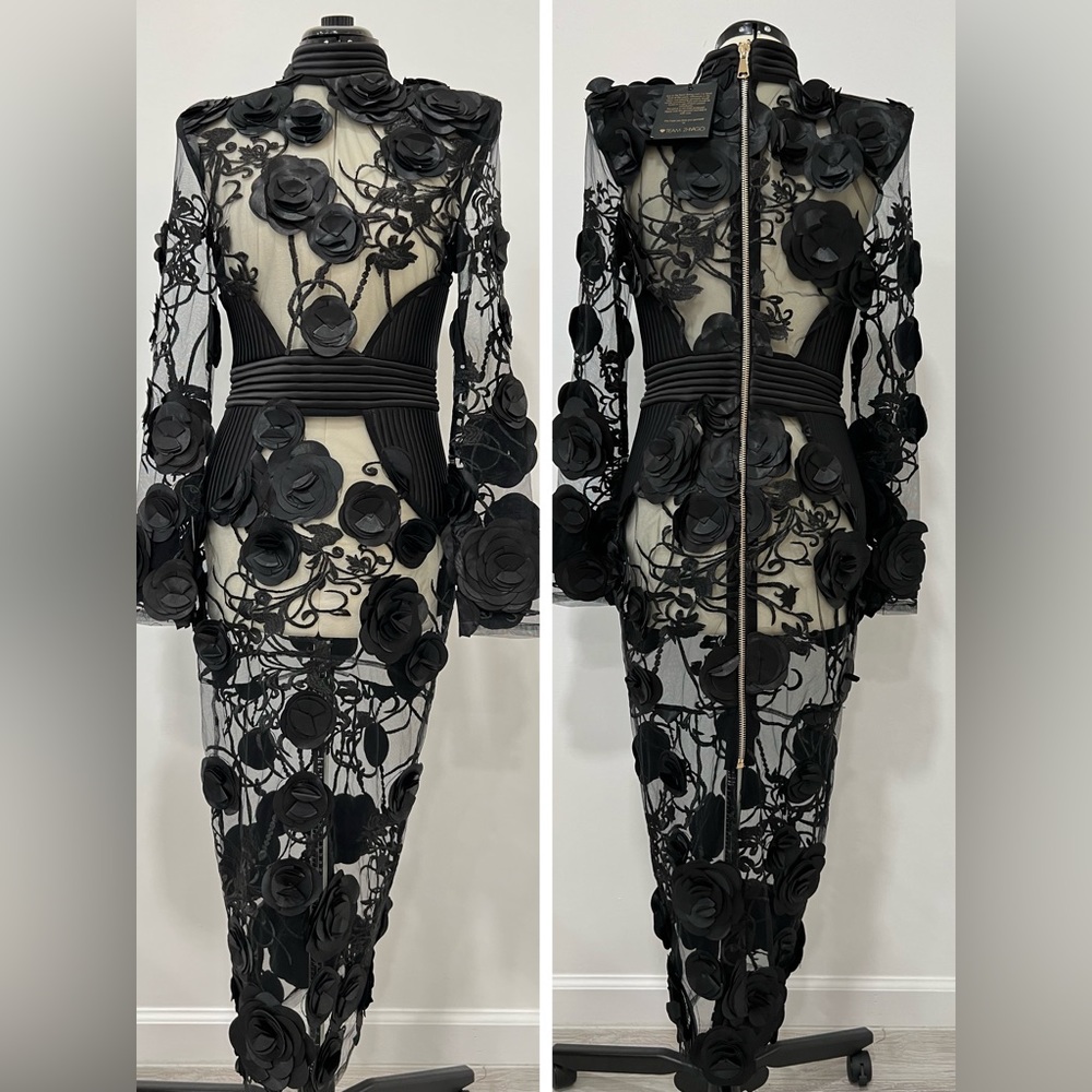 ZHIVAGO Battle Lines Floral-Embellished Vendetta Dress - Picture 2 of 10